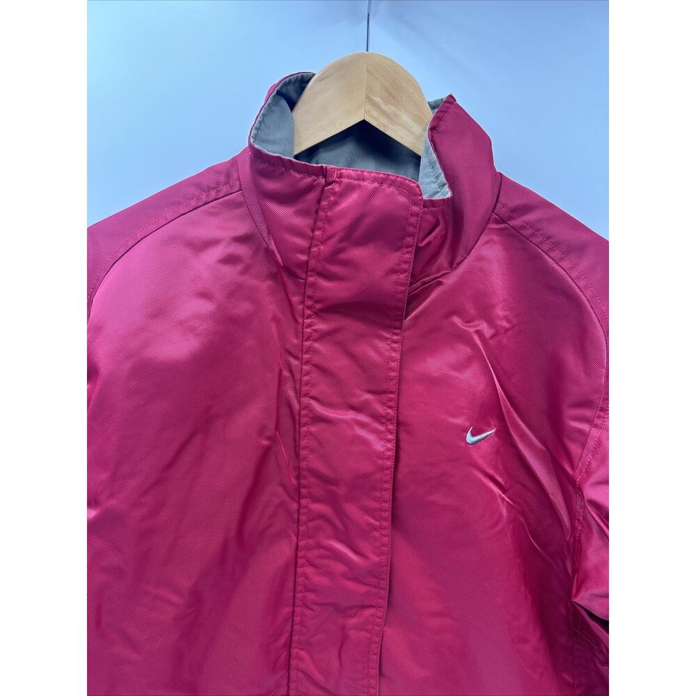 VINTAGE Nike Jacket Full Zip Front Maroon Jacket Pockets Swoosh Women’s Size L - Picture 2 of 11